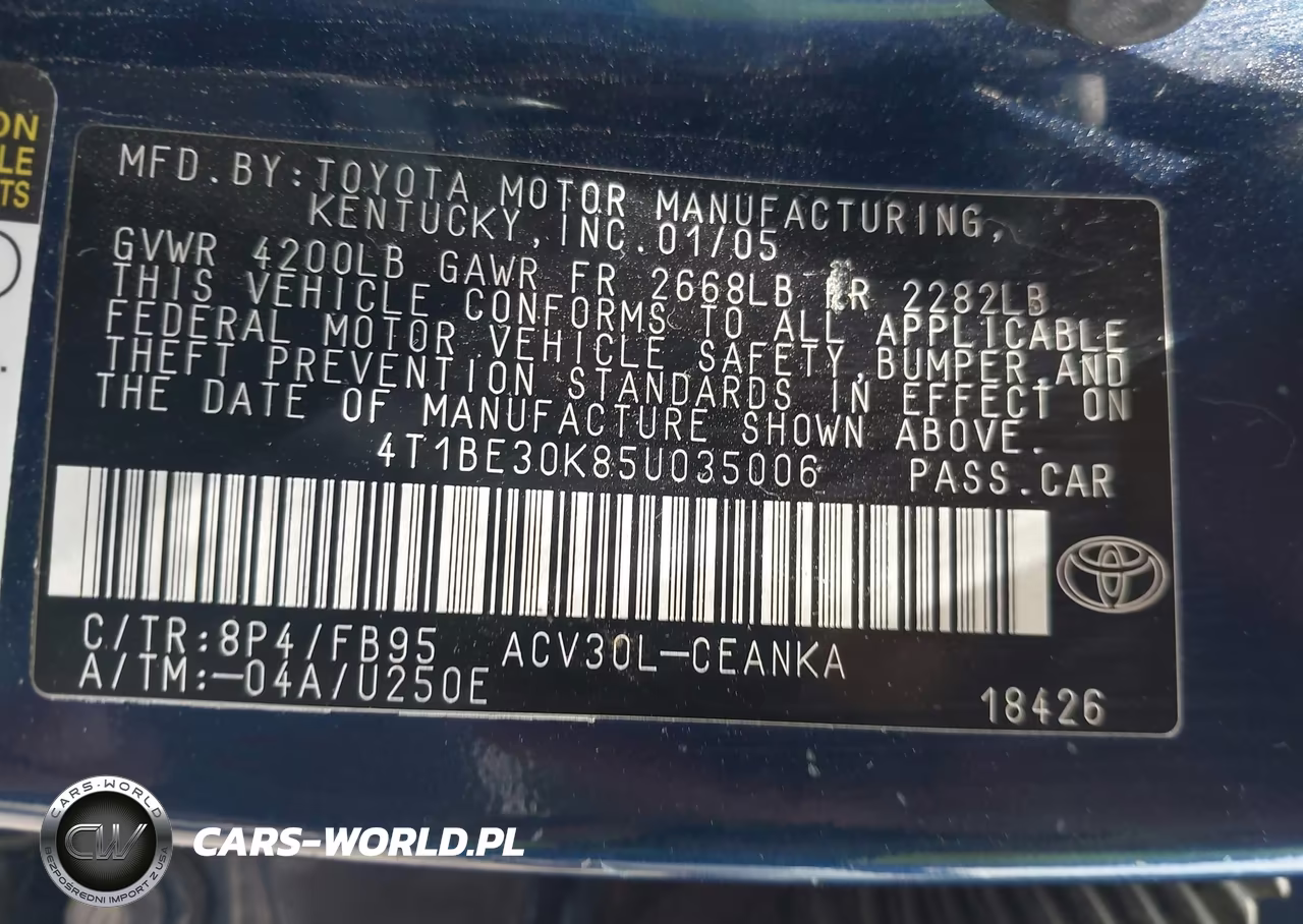 2005 Toyota Camry Le VIN:4T1BE30K85U035006 - 9