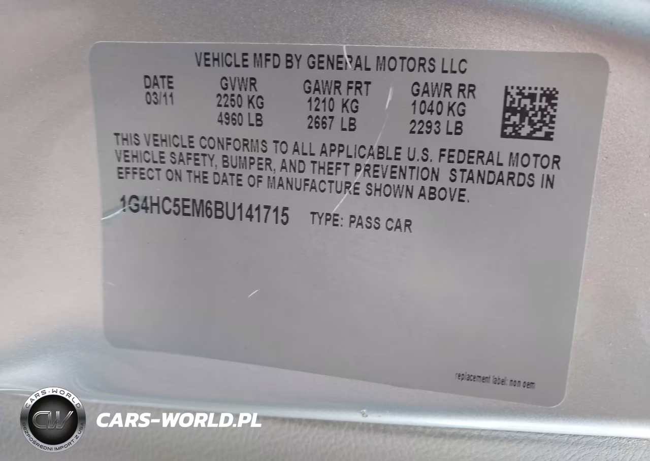 2011 Buick Lucerne Cxl VIN:1G4HC5EM6BU141715 - 9