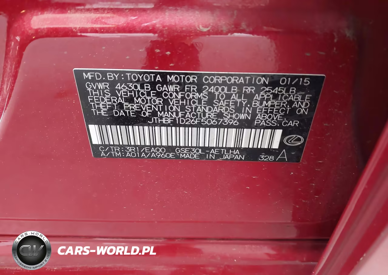 2015 Lexus Is 250 VIN:JTHBF1D26F5067396 - 9