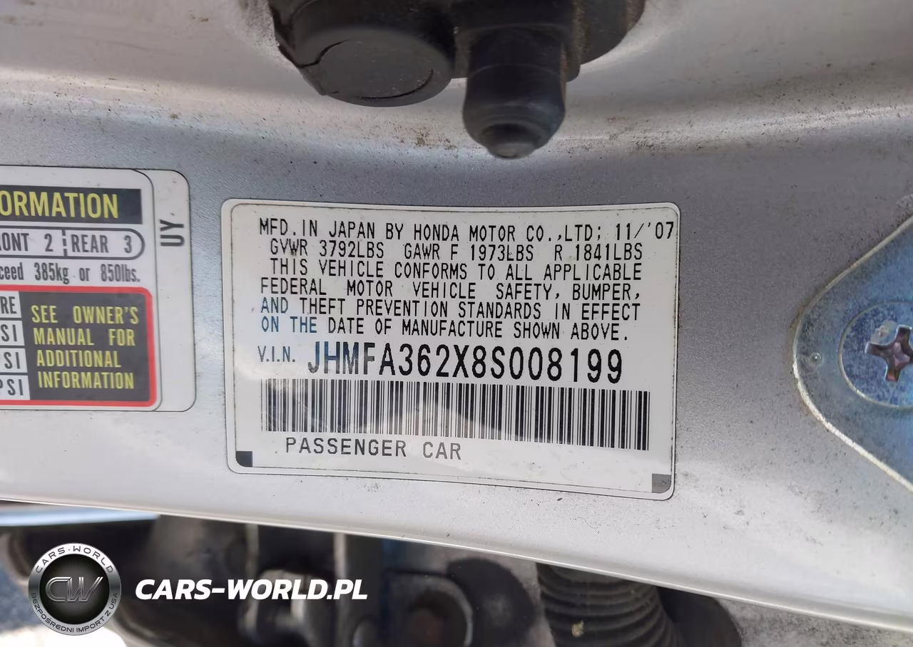 2008 Honda Civic Hybrid VIN:JHMFA362X8S008199 - 9