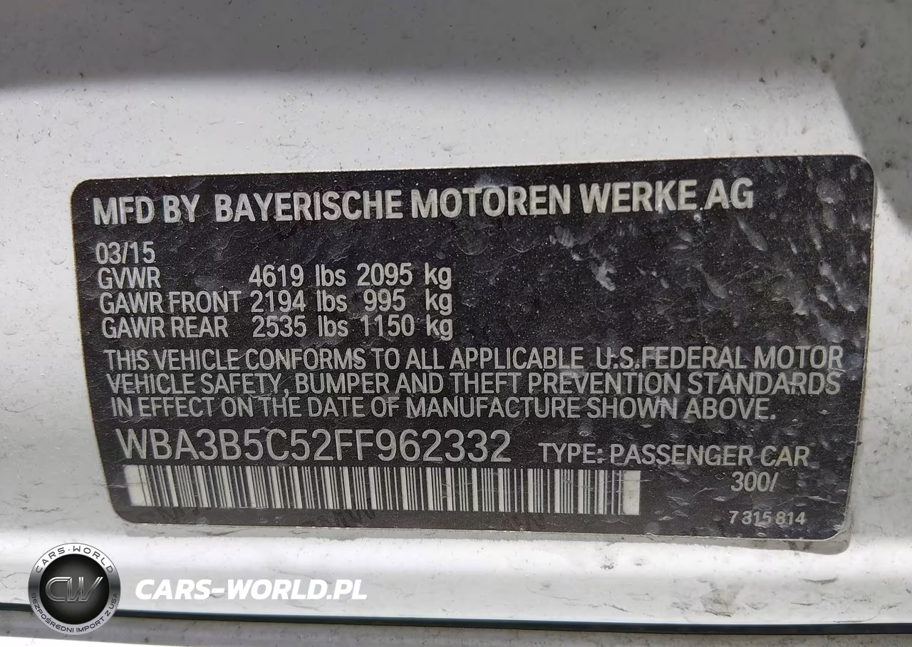 2015 BMW 328I xDrive VIN:WBA3B5C52FF962332 - 9