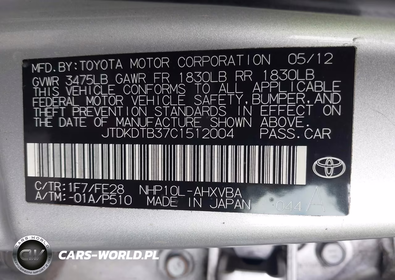2012 Toyota Prius C One VIN:JTDKDTB37C1512004 - 9