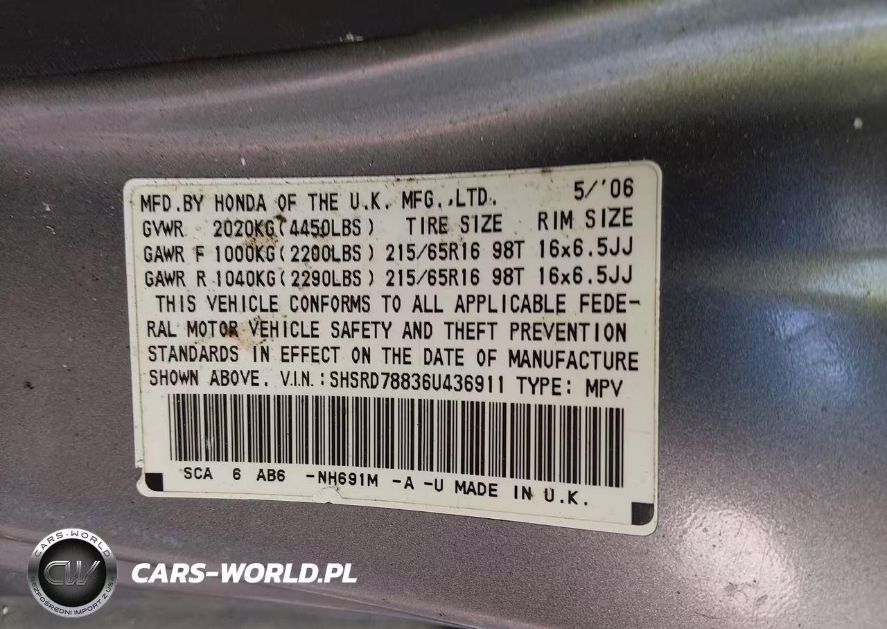 2006 Honda Cr-V Ex VIN:SHSRD78836U436911 - 9