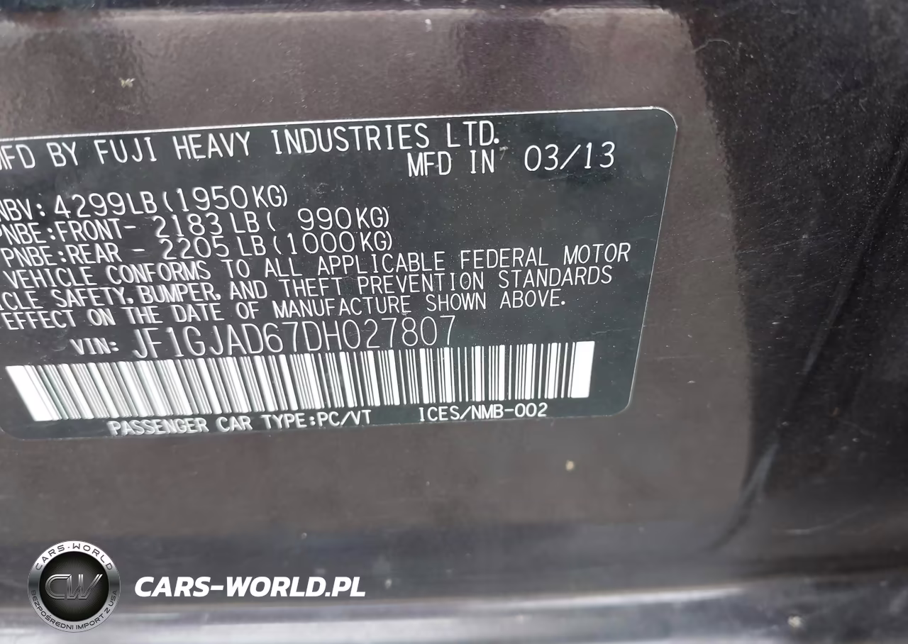2013 Subaru Impreza 2.0I Premium VIN:JF1GJAD67DH027807 - 9