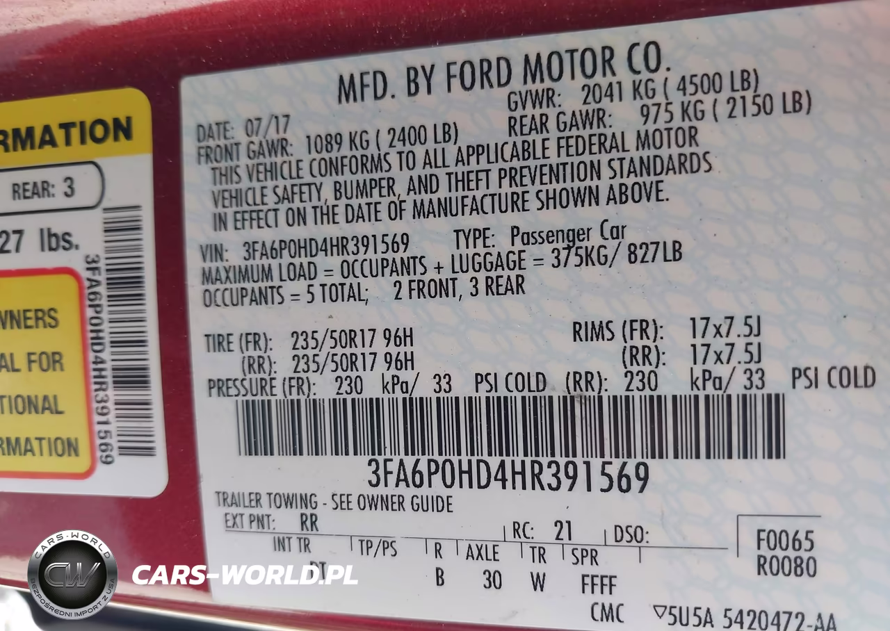 2017 Ford Fusion Se VIN:3FA6P0HD4HR391569 - 9