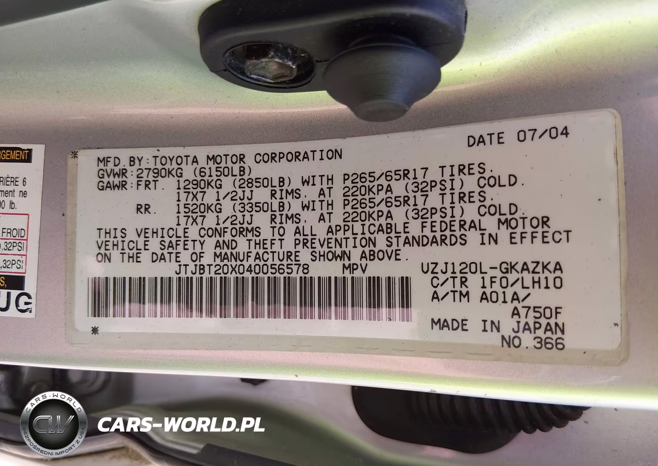 2004 Lexus Gx 470 VIN:JTJBT20X040056578 - 9