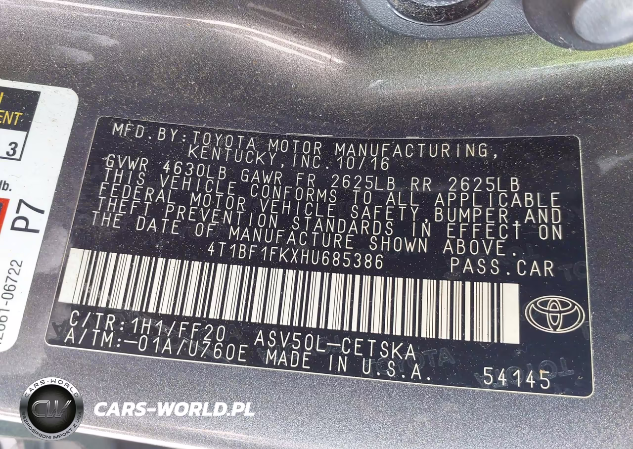 2017 Toyota Camry Se VIN:4T1BF1FKXHU685386 - 9