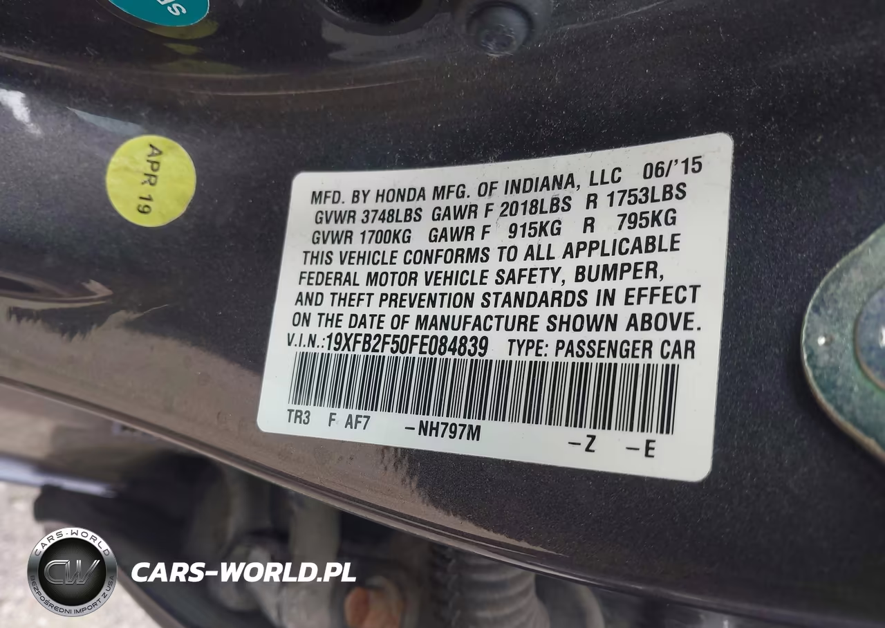 2015 Honda Civic Lx VIN:19XFB2F50FE084839 - 9