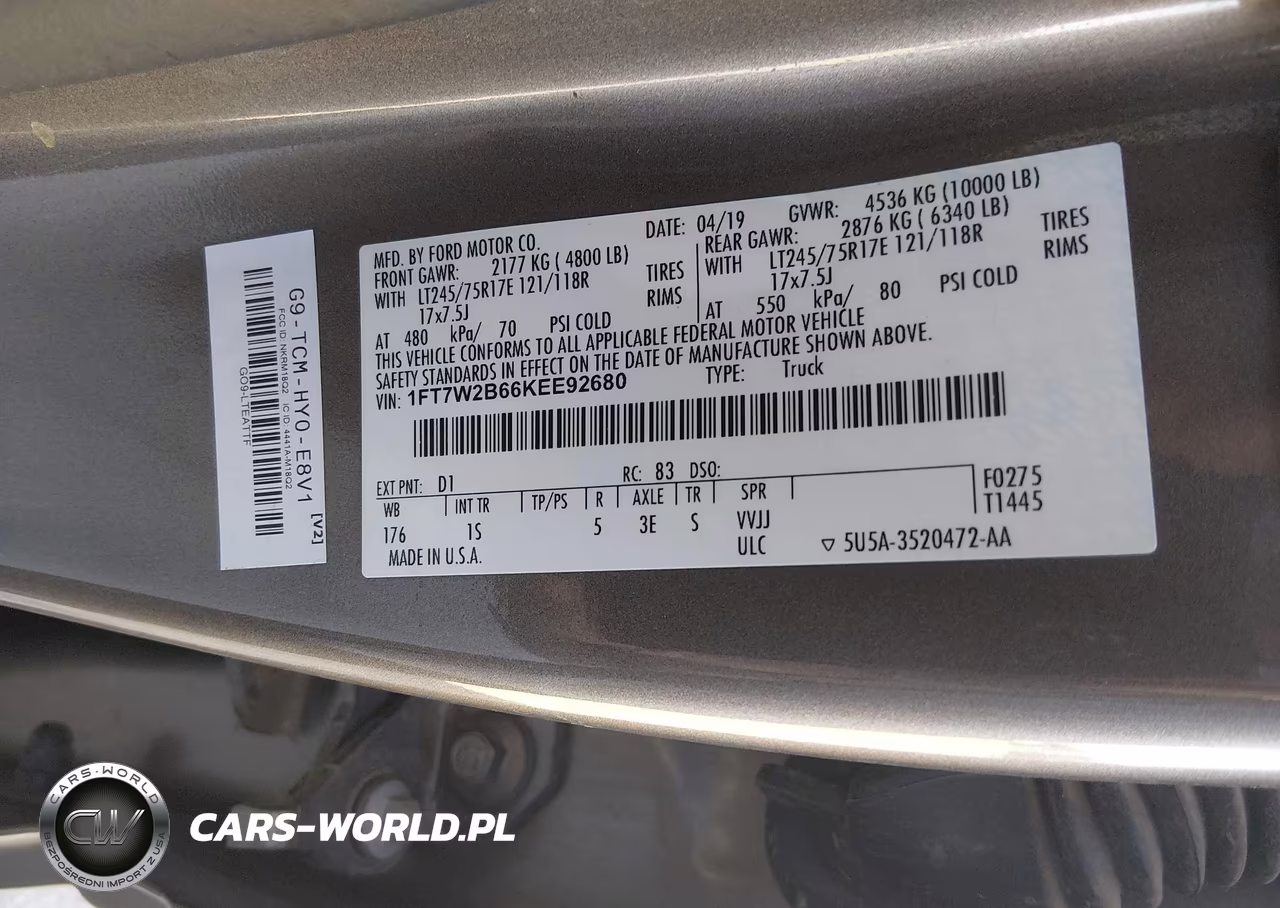 2019 Ford F-250 Xl VIN:1FT7W2B66KEE92680 - 9