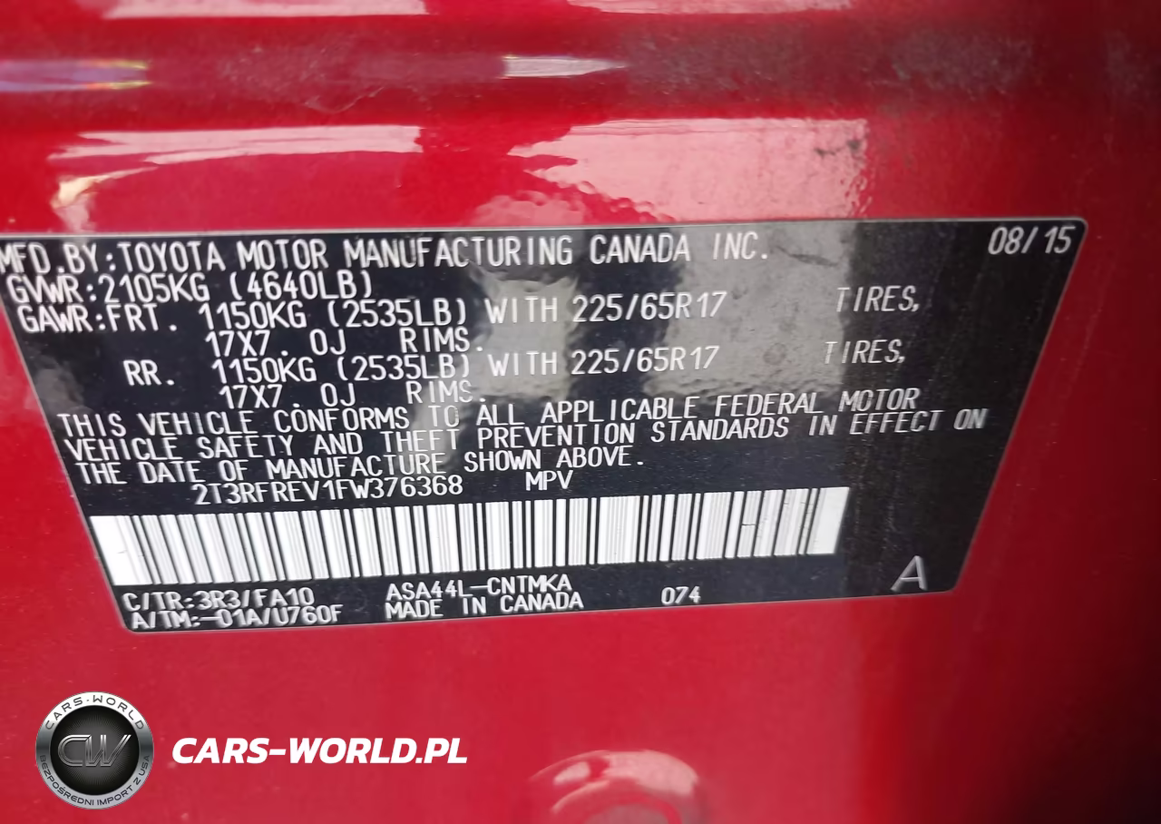 2015 Toyota Rav4 Xle VIN:2T3RFREV1FW376368 - 9