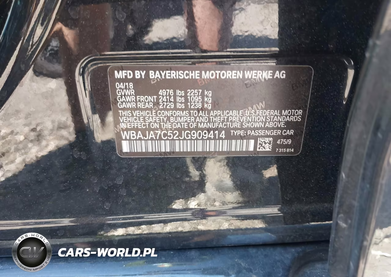 2018 BMW 530I xDrive VIN:WBAJA7C52JG909414 - 9