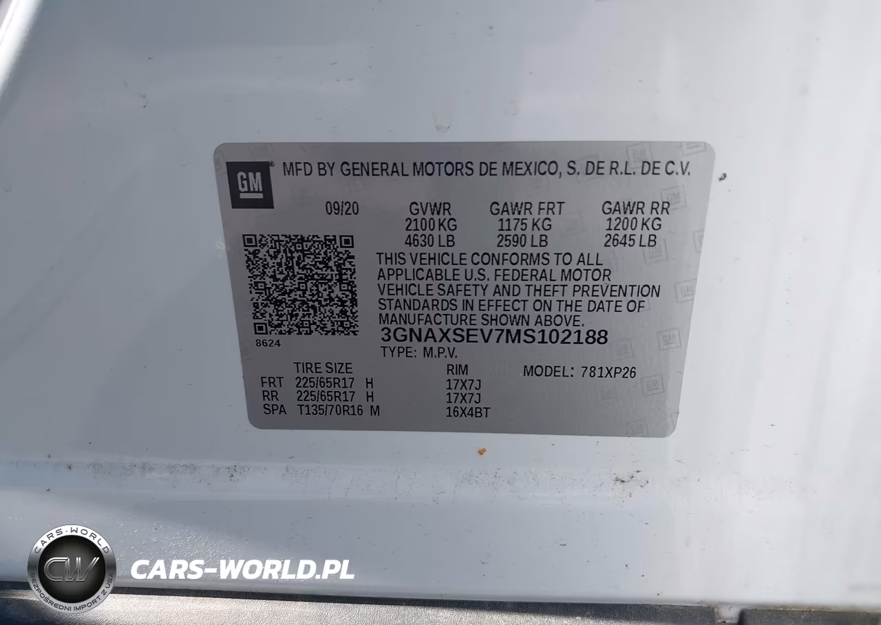 2021 Chevrolet Equinox Awd Ls VIN:3GNAXSEV7MS102188 - 9