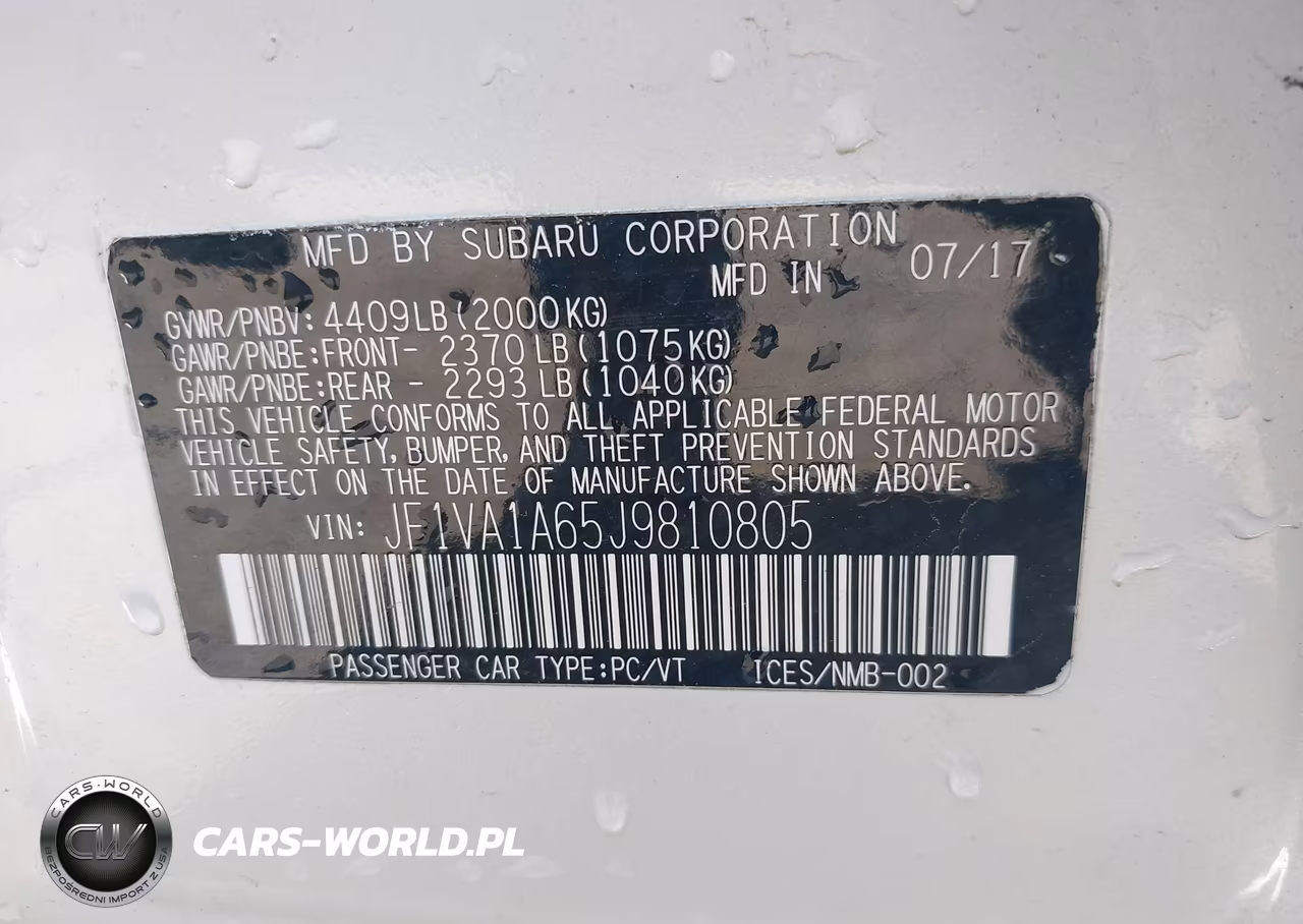 2018 Subaru Wrx VIN:JF1VA1A65J9810805 - 9