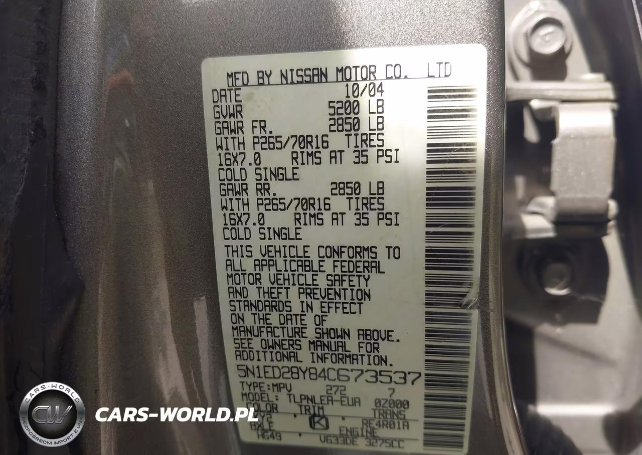2004 Nissan Xterra Xe VIN:5N1ED28Y84C673537 - 9