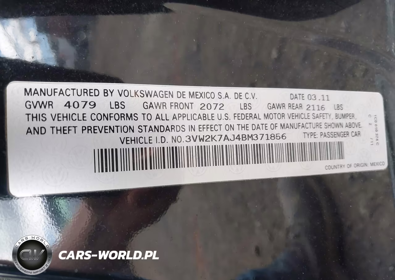2011 Volkswagen Jetta 2.0L S VIN:3VW2K7AJ4BM371856 - 9