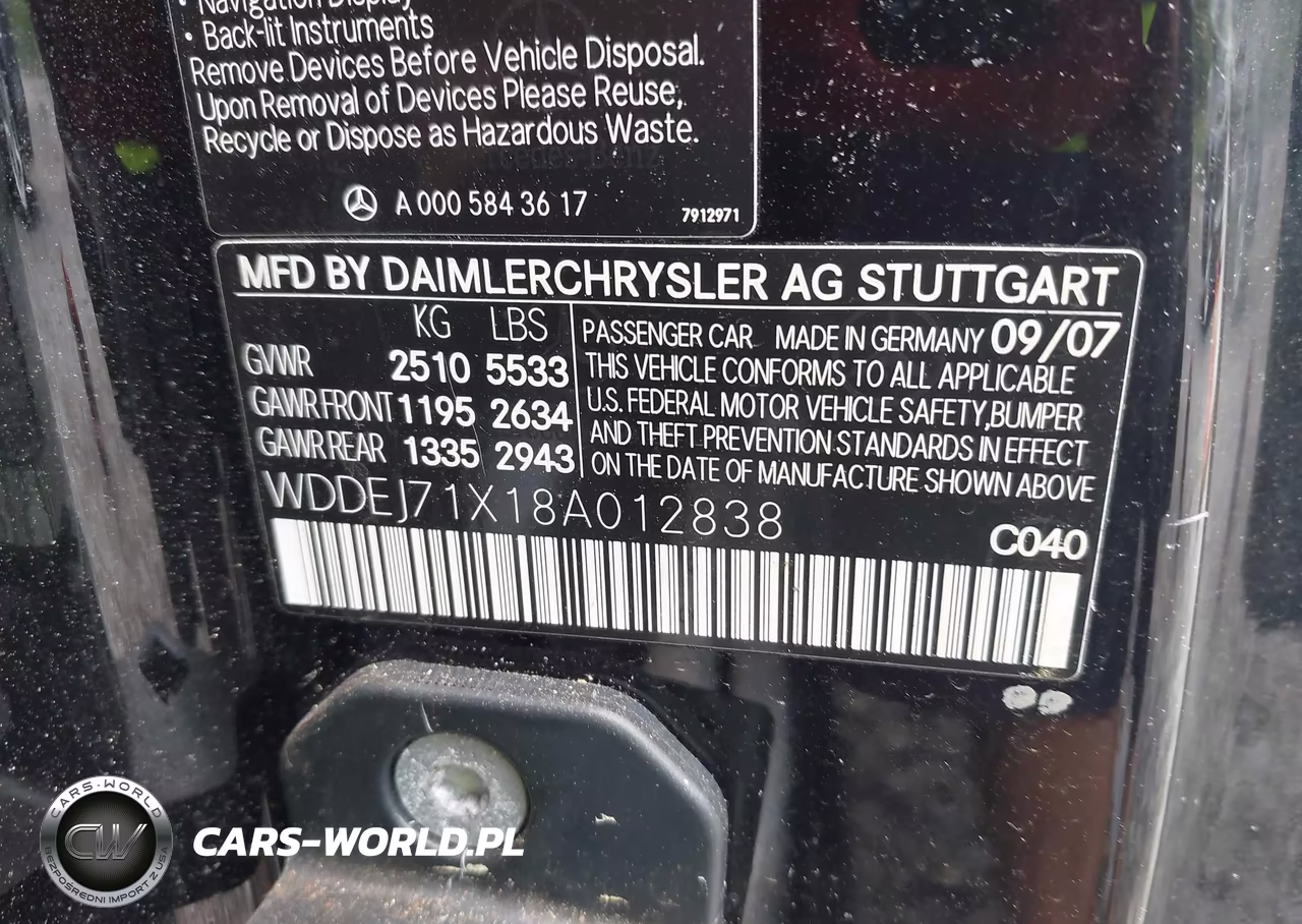 2008 Mercedes-Benz Cl 550 VIN:WDDEJ71X18A012838 - 9