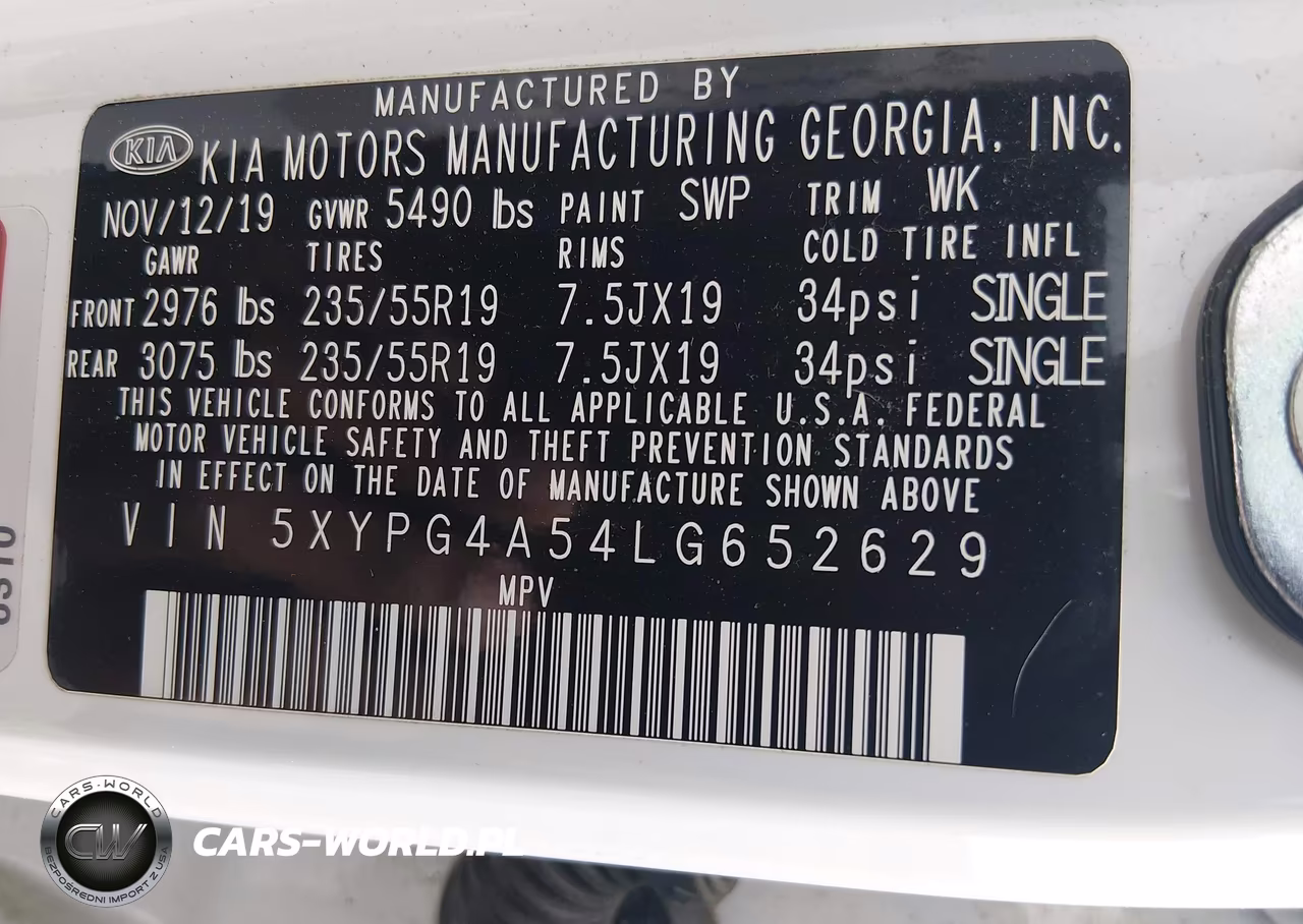 2020 Kia Sorento S V6 VIN:5XYPG4A54LG652629 - 9