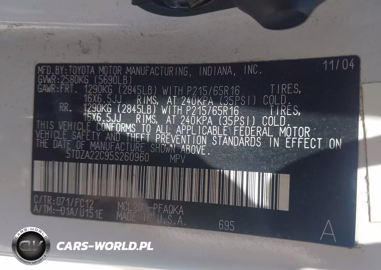 2005 Toyota Sienna Xle VIN:5TDZA22C95S260960 - 9