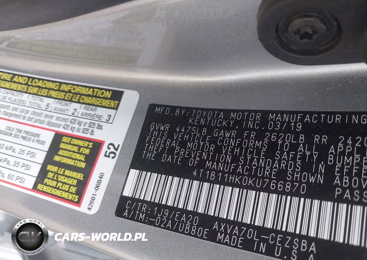 2019 Toyota Camry Se VIN:4T1B11HK0KU766870 - 9