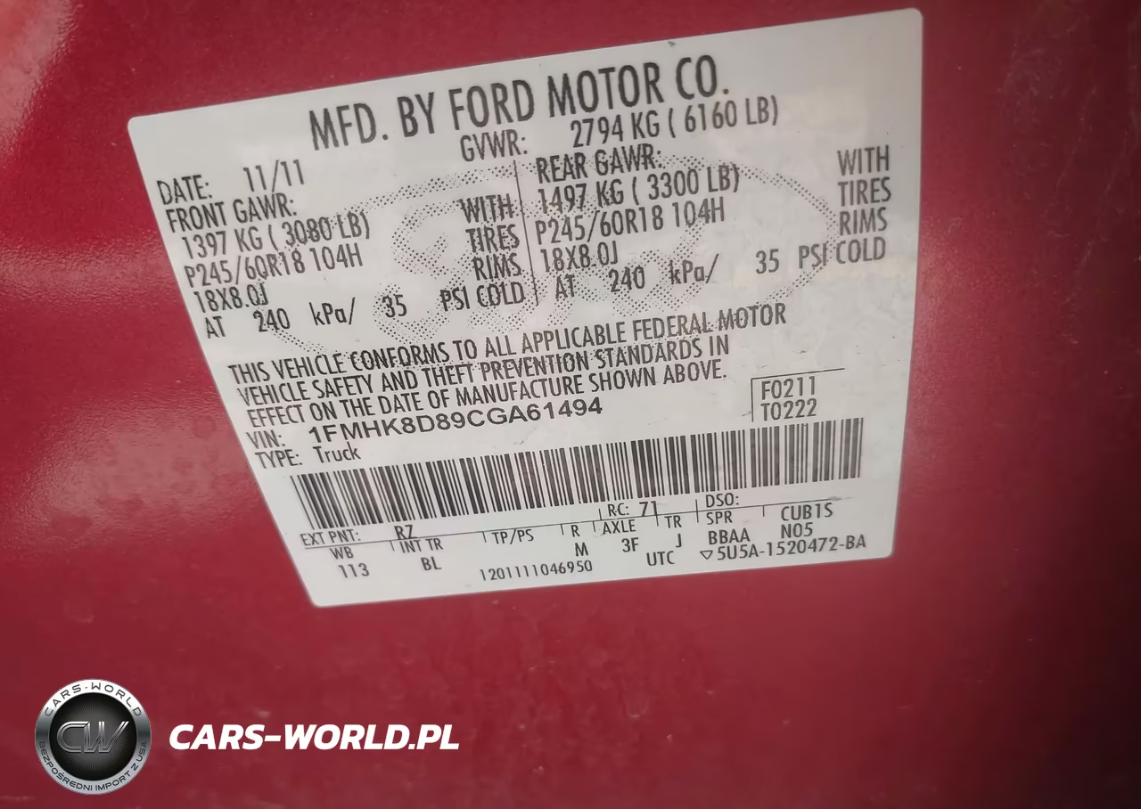 2012 Ford Explorer Xlt VIN:1FMHK8D89CGA61494 - 9