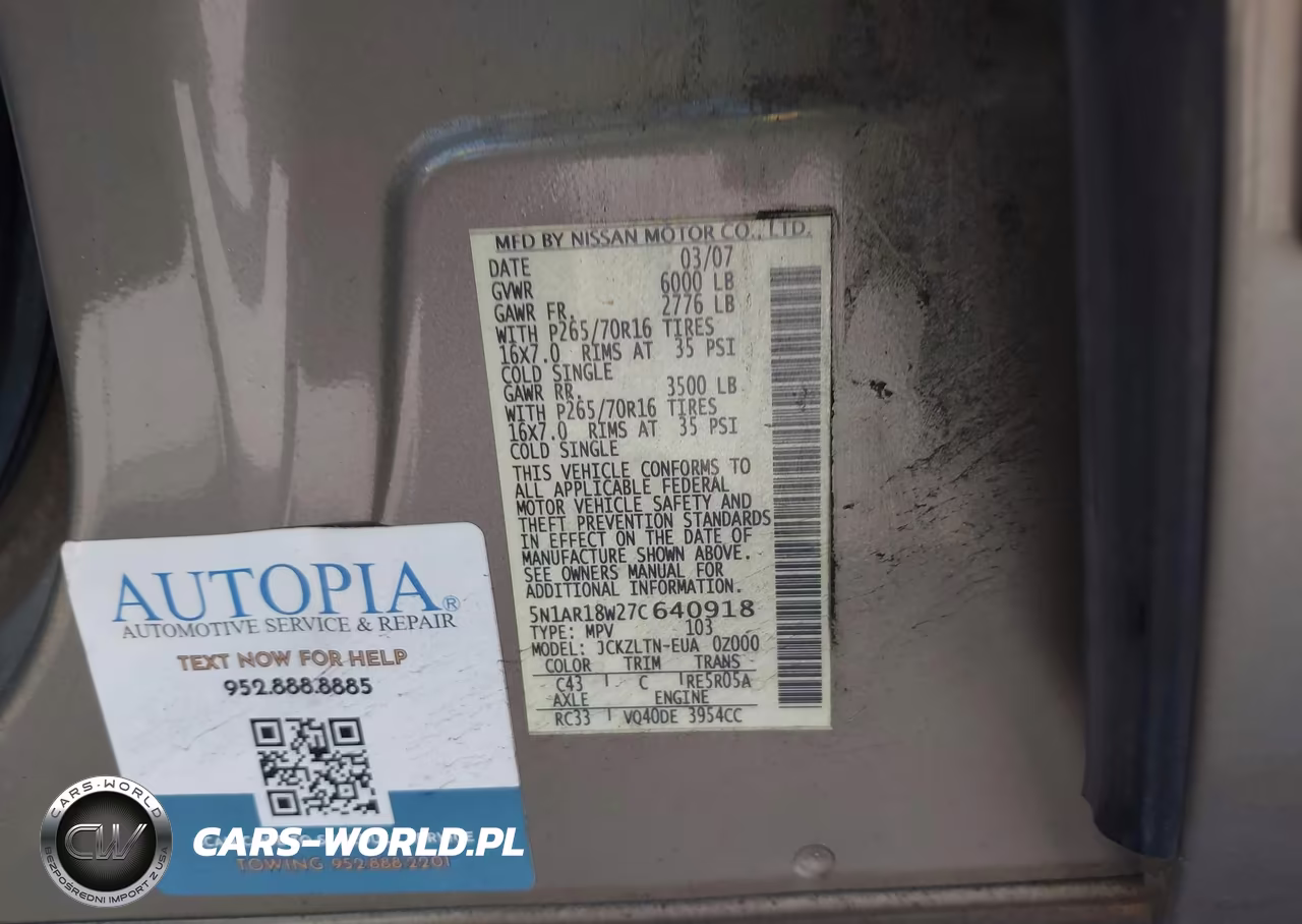 2007 Nissan Pathfinder Se VIN:5N1AR18W27C640918 - 9