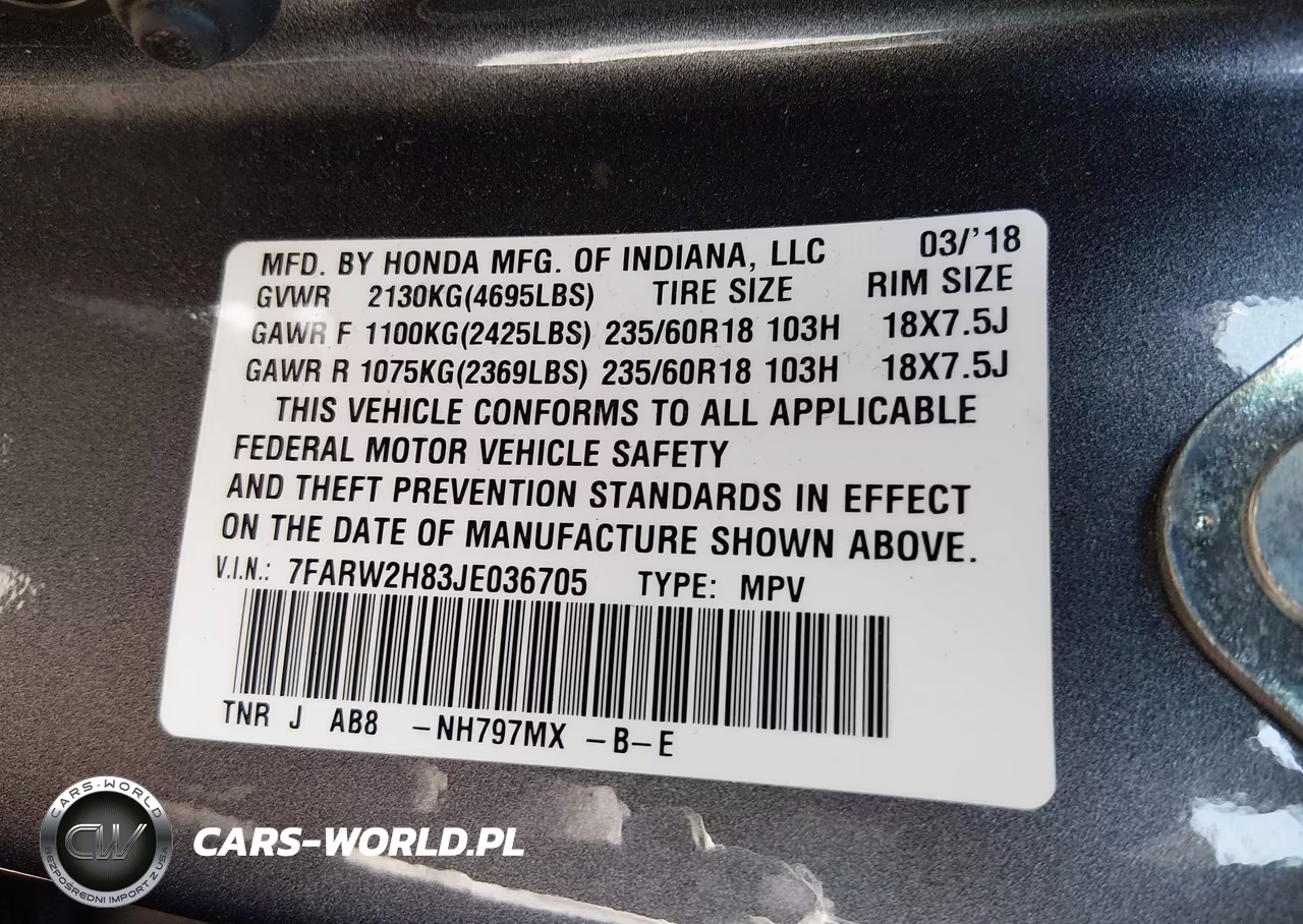 2018 Honda Cr-V Ex-L-Ex-L Navi VIN:7FARW2H83JE036705 - 9