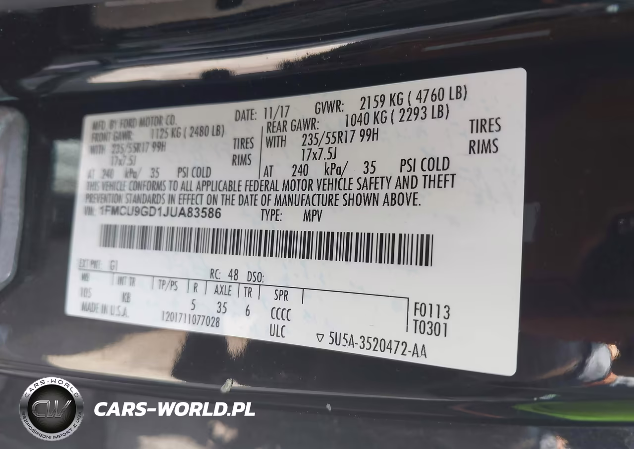 2018 Ford Escape Se VIN:1FMCU9GD1JUA83586 - 9