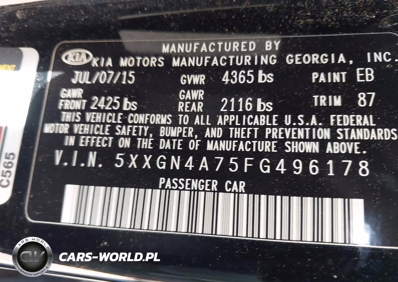 2015 Kia Optima Ex VIN:5XXGN4A75FG496178 - 9