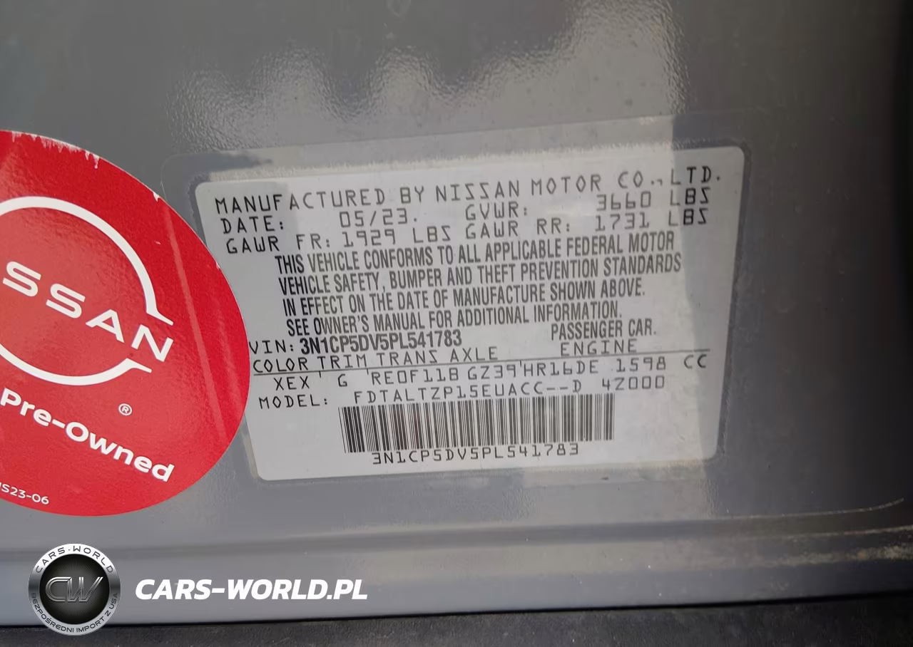 2023 Nissan Kicks Sr Xtronic Cvt VIN:3N1CP5DV5PL541783 - 9