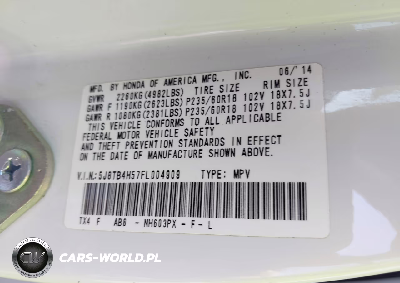 2015 Acura Rdx VIN:5J8TB4H57FL004909 - 9