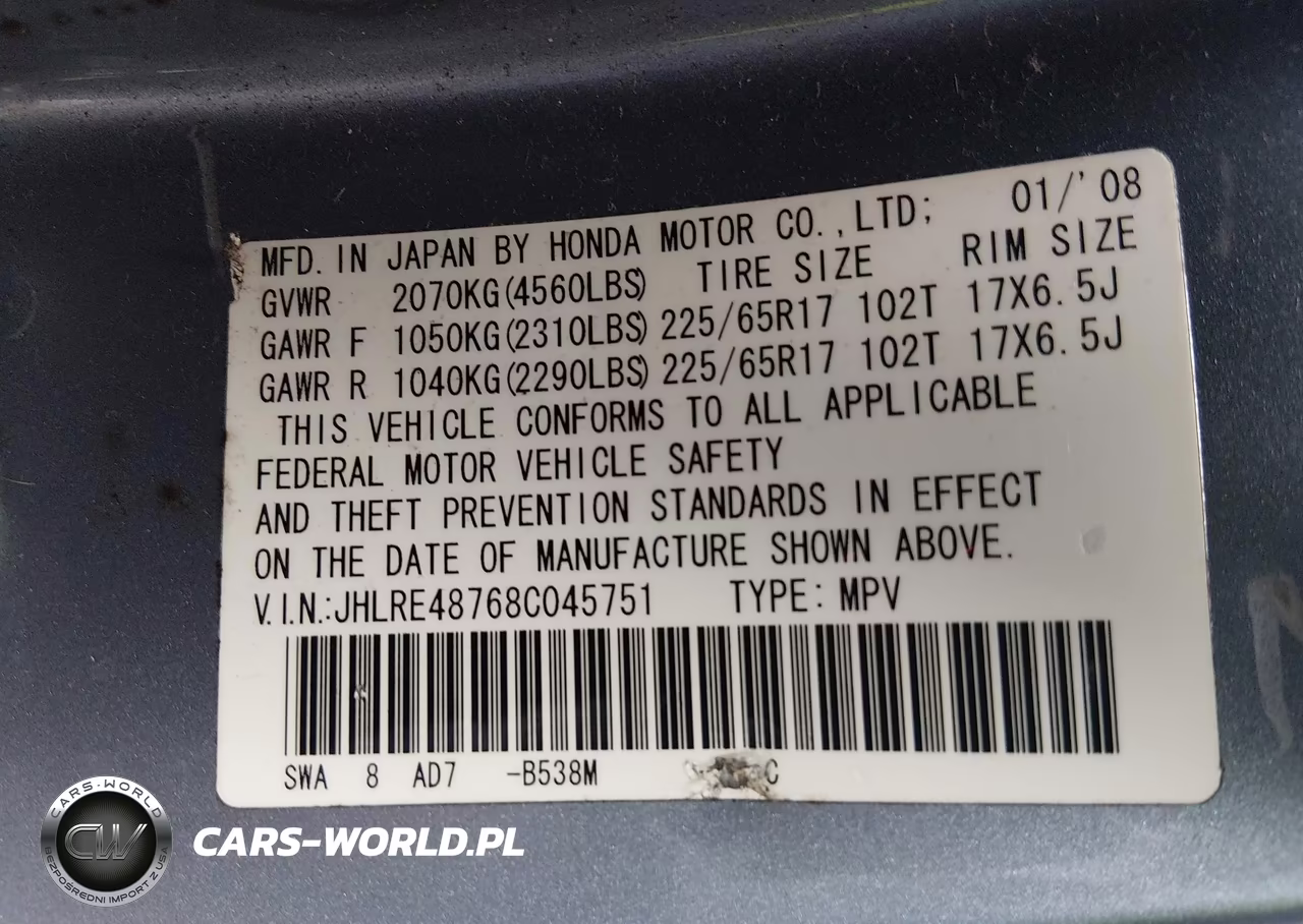 2008 Honda Cr-V Ex-L VIN:JHLRE48768C045751 - 9