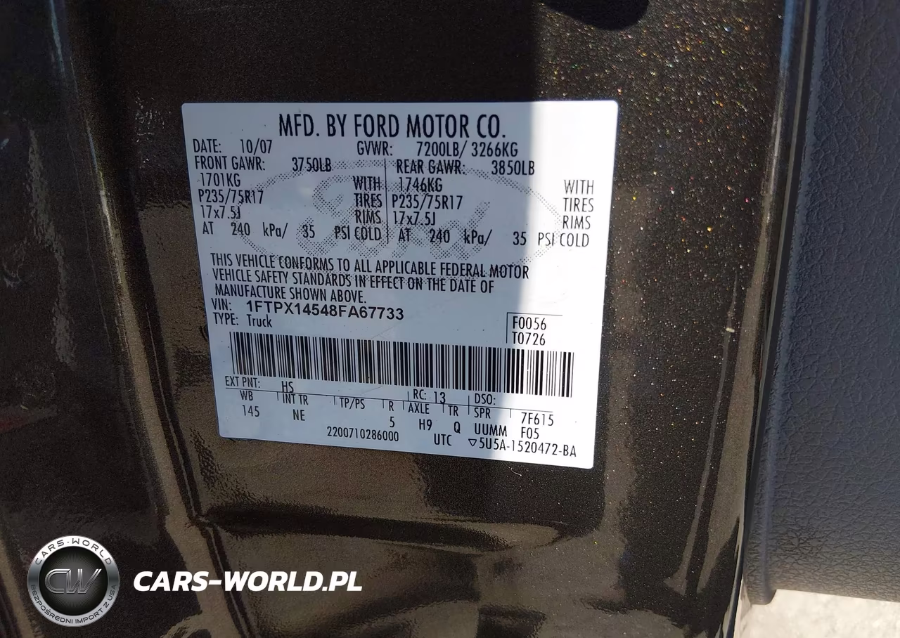2008 Ford F-150 Fx4-Lariat-Xl-Xlt VIN:1FTPX14548FA67733 - 9
