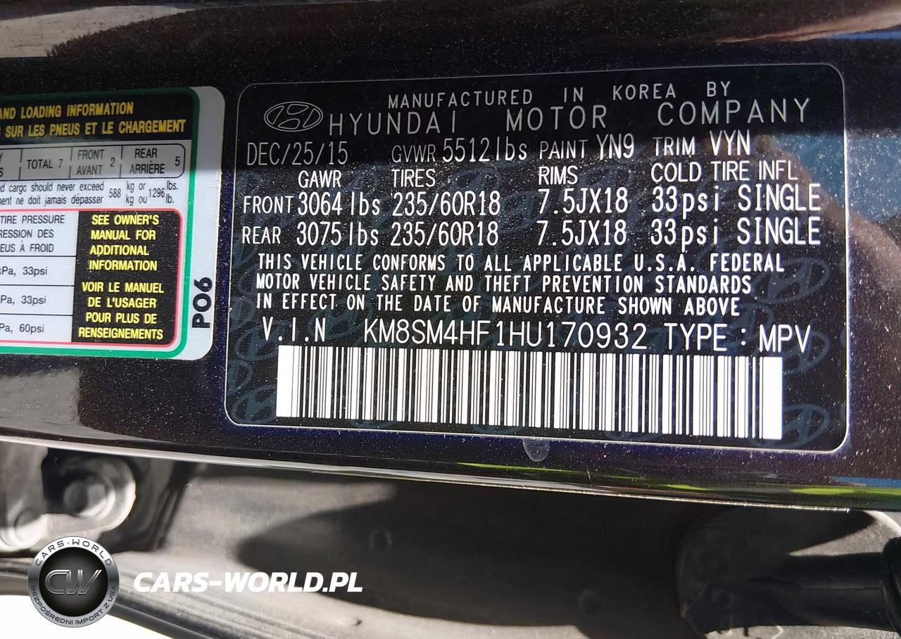 2017 Hyundai Santa Fe Se VIN:KM8SM4HF1HU170932 - 9