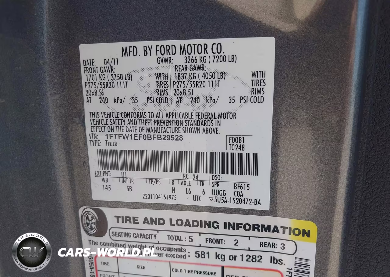 2011 Ford F-150 Fx4 VIN:1FTFW1EF0BFB29528 - 9