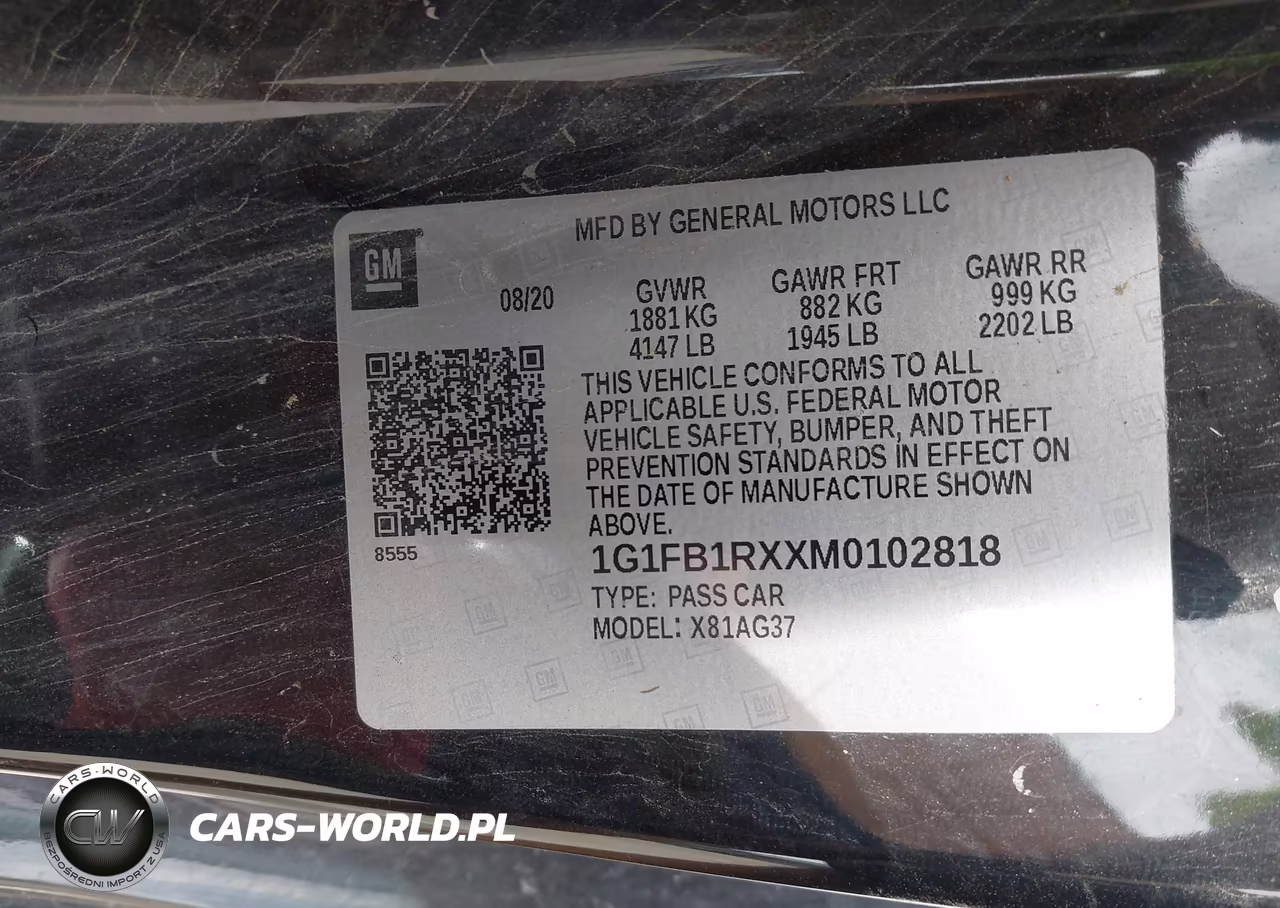 2021 Chevrolet Camaro Rwd 1Lt VIN:1G1FB1RXXM0102818 - 9