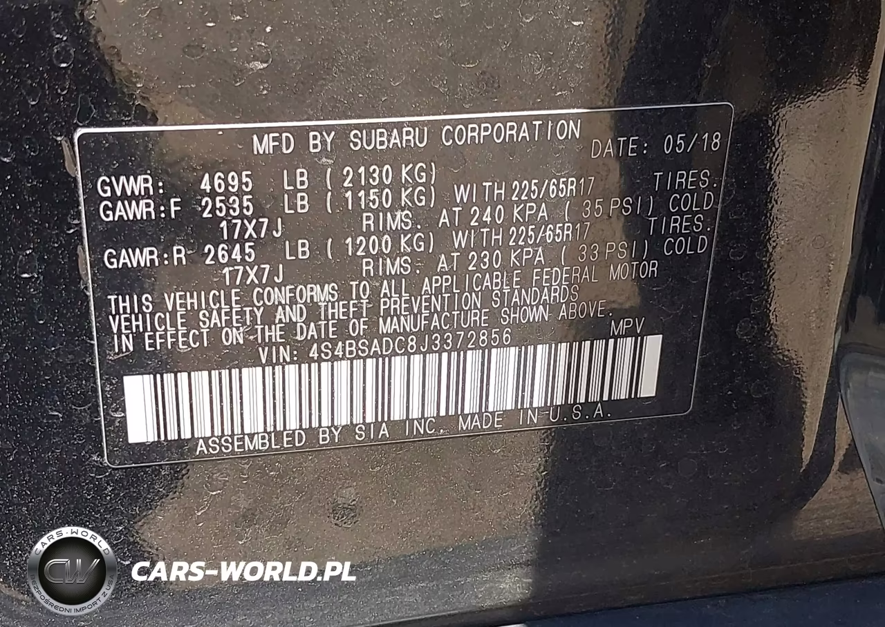 2018 Subaru Outback 2.5I Premium VIN:4S4BSADC8J3372856 - 9
