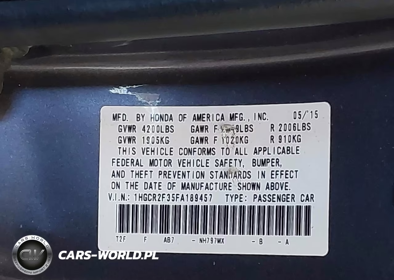 2015 Honda Accord Lx VIN:1HGCR2F35FA189457 - 9