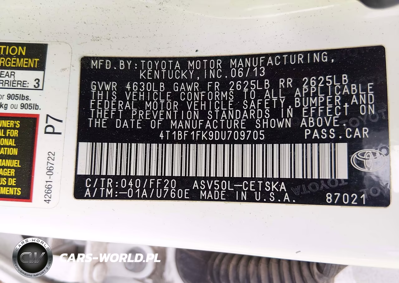 2013 Toyota Camry Se VIN:4T1BF1FK9DU709705 - 9