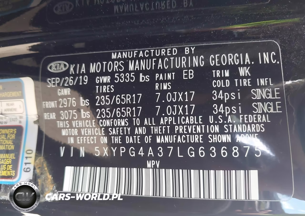 2020 Kia Sorento 2.4L Lx VIN:5XYPG4A37LG636875 - 9
