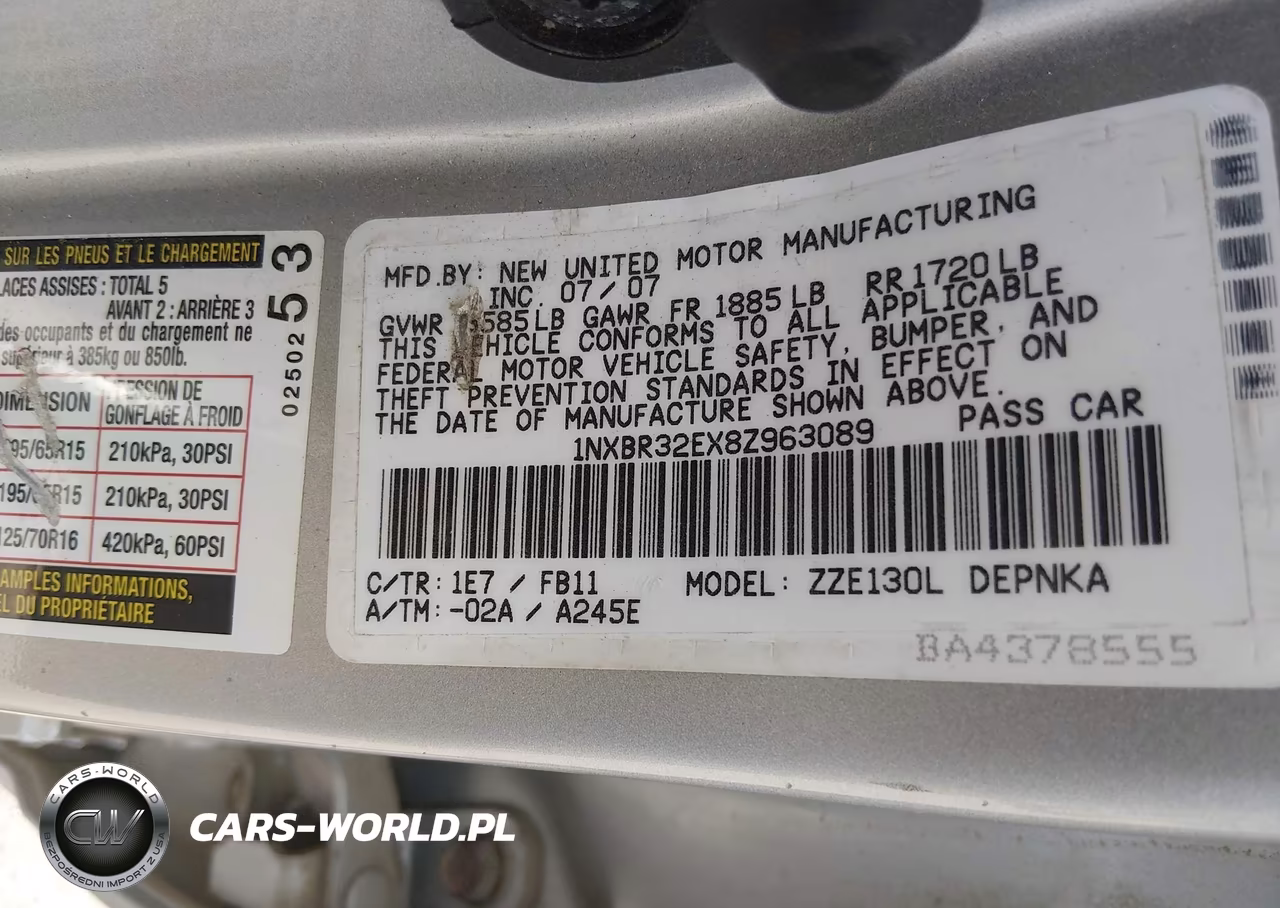 2008 Toyota Corolla Le VIN:1NXBR32EX8Z963089 - 9