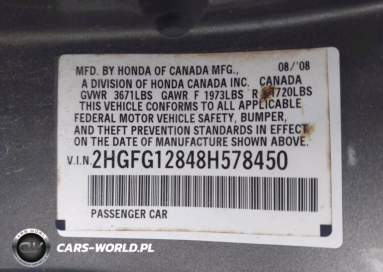 2008 Honda Civic Ex VIN:2HGFG12848H578450 - 9