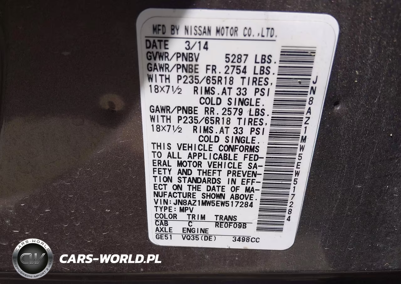 2014 Nissan Murano Sl VIN:JN8AZ1MW5EW517284 - 9