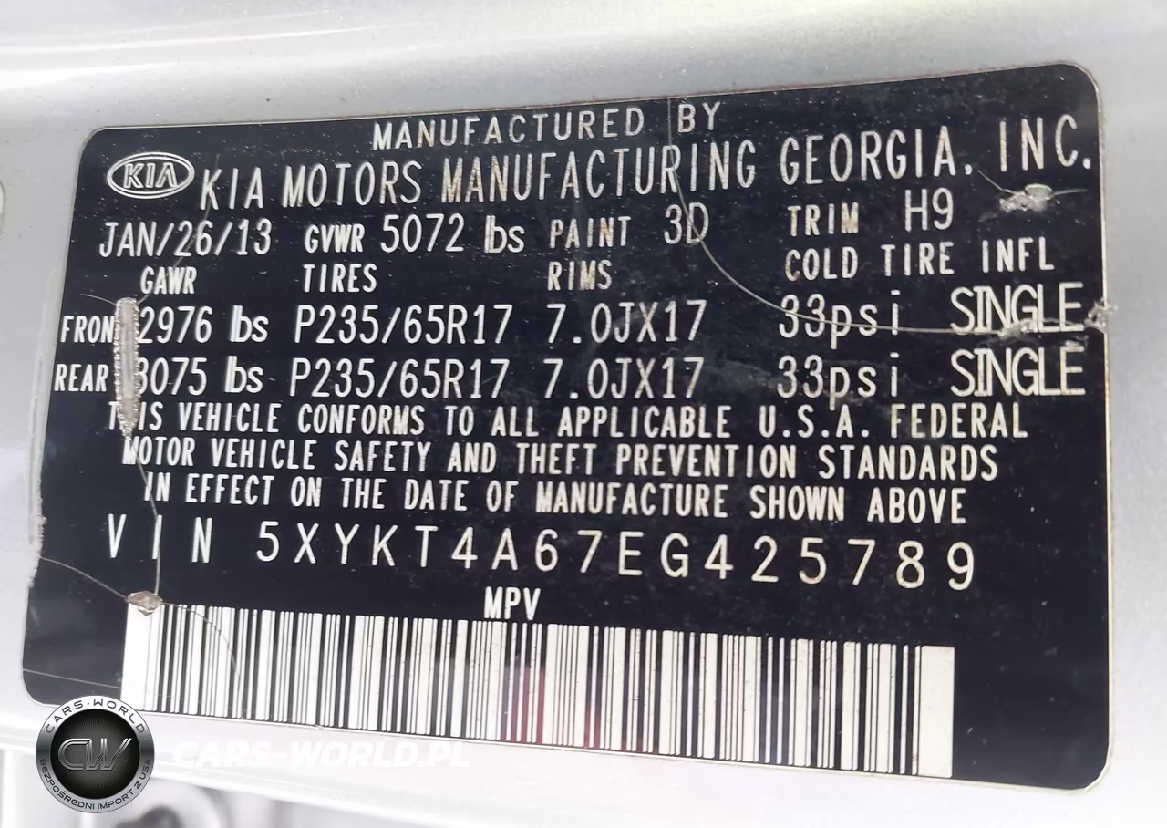 2014 Kia Sorento Lx VIN:5XYKT4A67EG425789 - 9