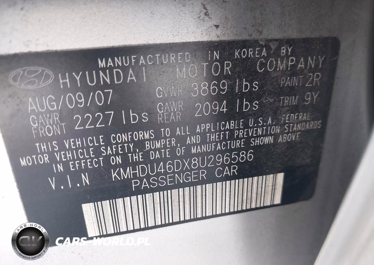 2008 Hyundai Elantra Gls-Se VIN:KMHDU46DX8U296586 - 9
