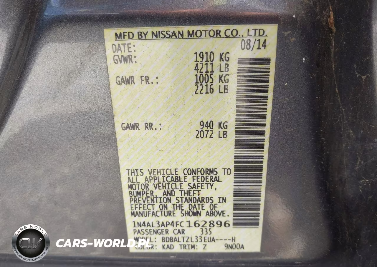 2015 Nissan Altima 2.5 Sl VIN:1N4AL3AP4FC162896 - 9
