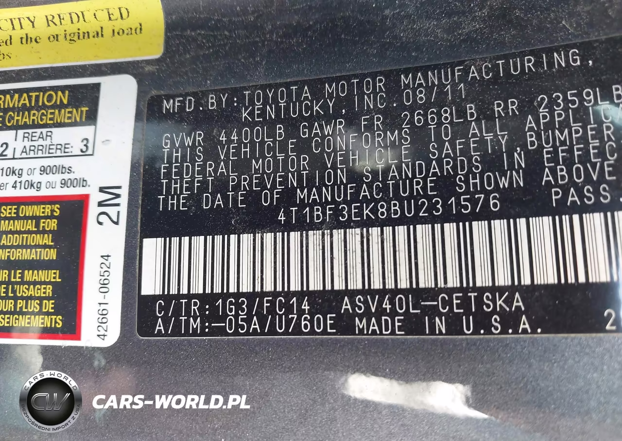 2011 Toyota Camry Se VIN:4T1BF3EK8BU231576 - 9