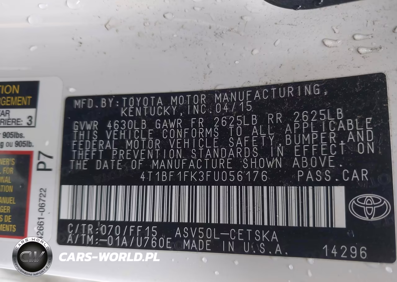 2015 Toyota Camry Se VIN:4T1BF1FK3FU056176 - 9