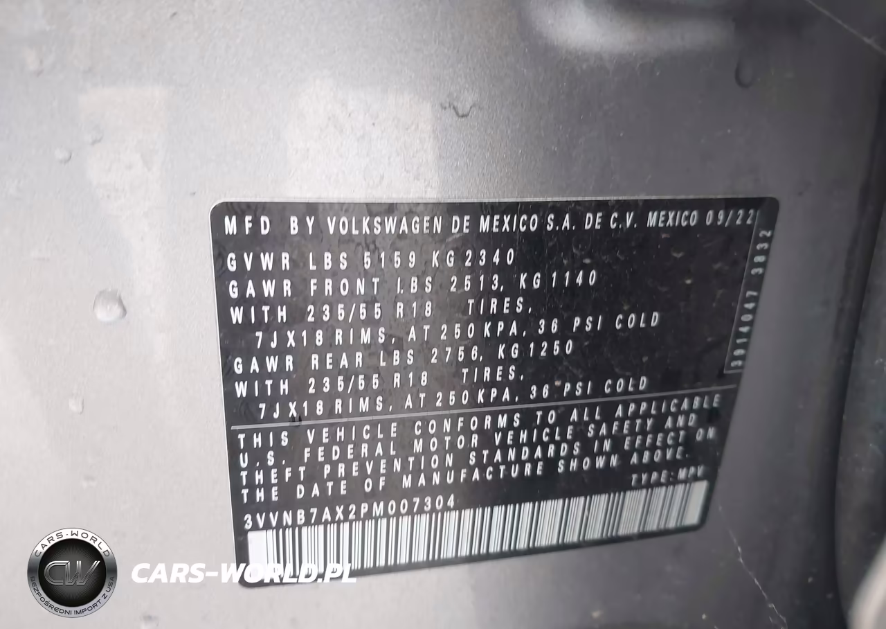 2023 Volkswagen Tiguan 2.0T Se VIN:3VVNB7AX2PM007304 - 9