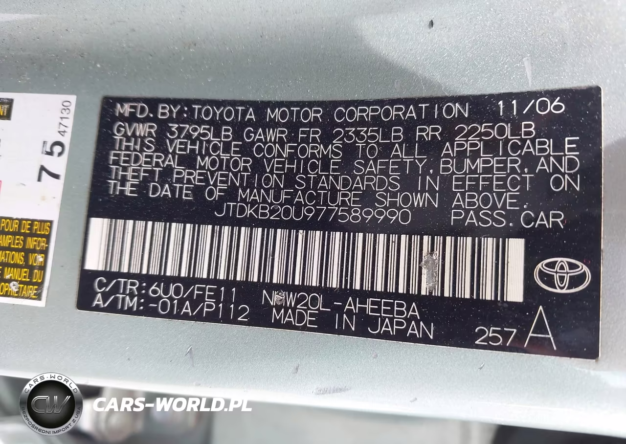 2007 Toyota Prius VIN:JTDKB20U977589990 - 9