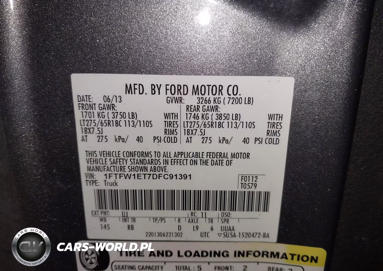 2013 Ford F-150 Fx4 VIN:1FTFW1ET7DFC91391 - 9